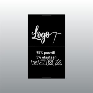 40mm laiune, must satiinsilt. Logo ja hooldusmärkidega.