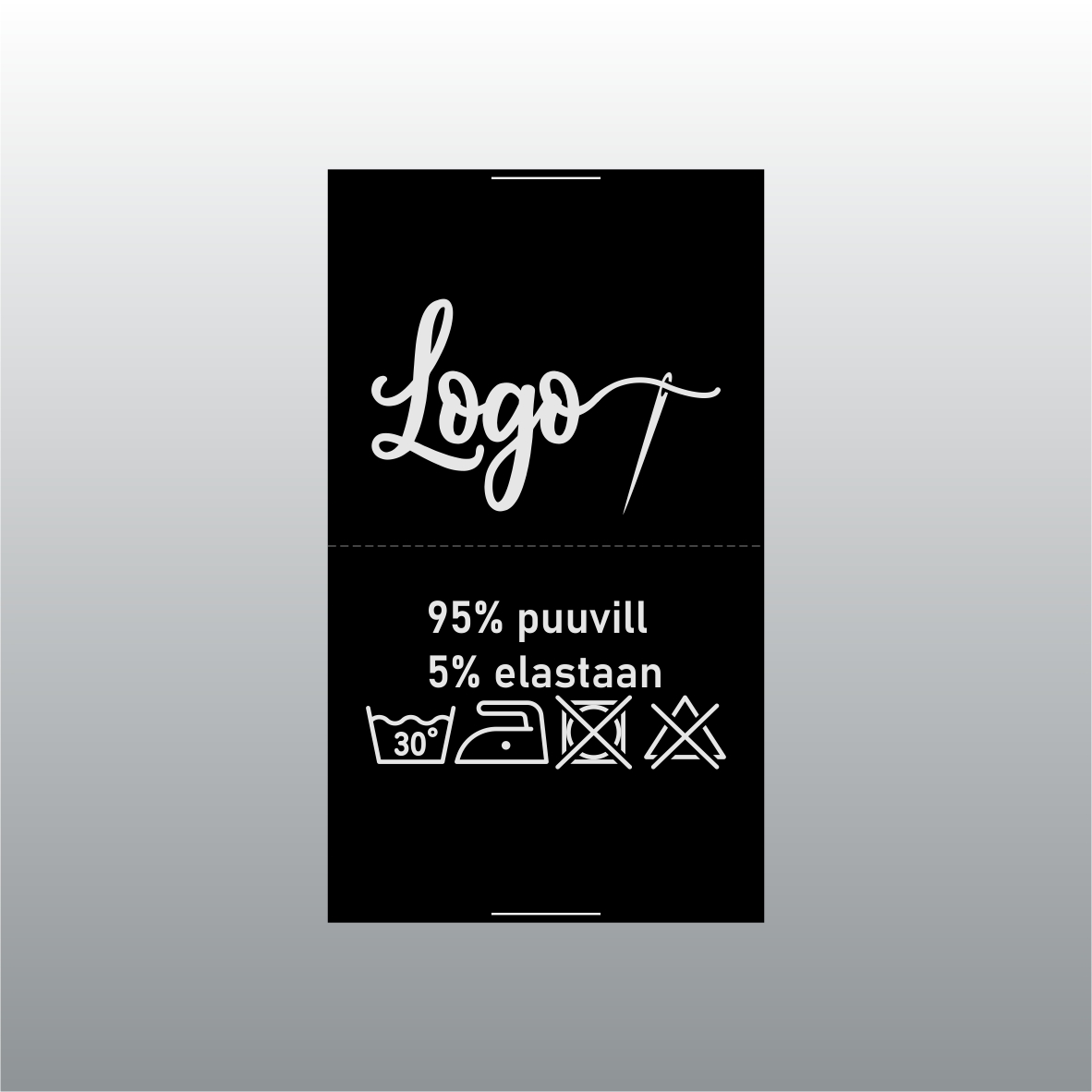 40mm laiune, must satiinsilt. Logo ja hooldusmärkidega.