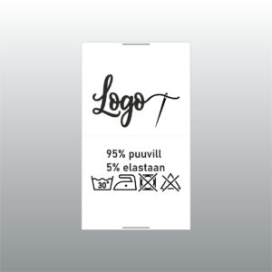 40mm laiune, valge satiinsilt. Logo ja hooldusmärkidega.